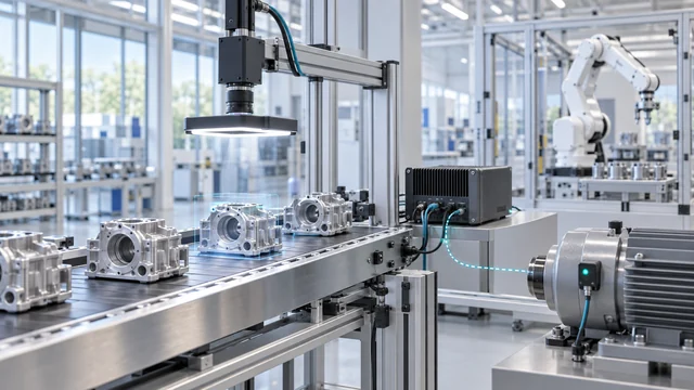 A camera inspection station and connected industrial equipment