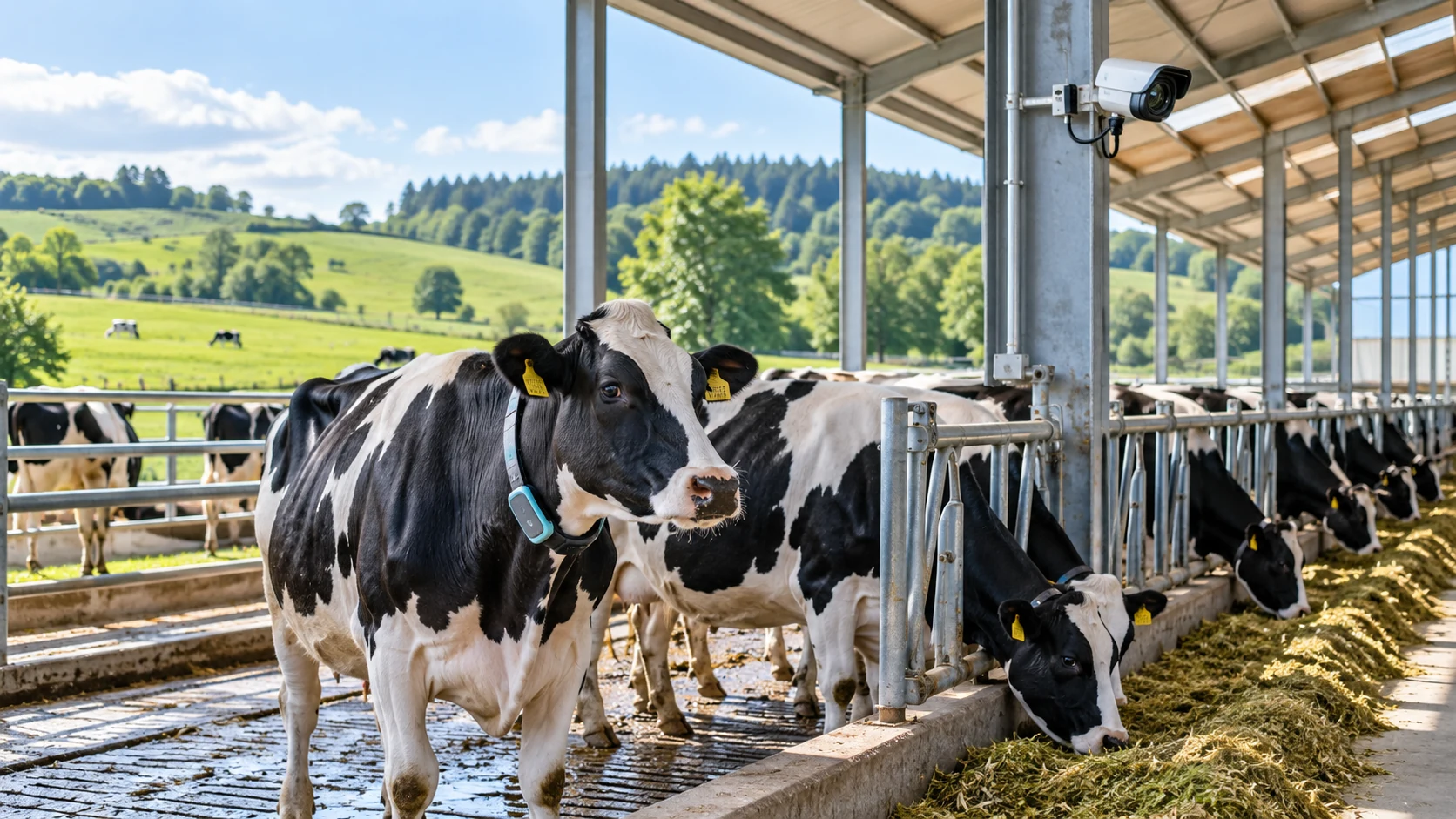 Camera and sensor monitoring concept in a dairy barn